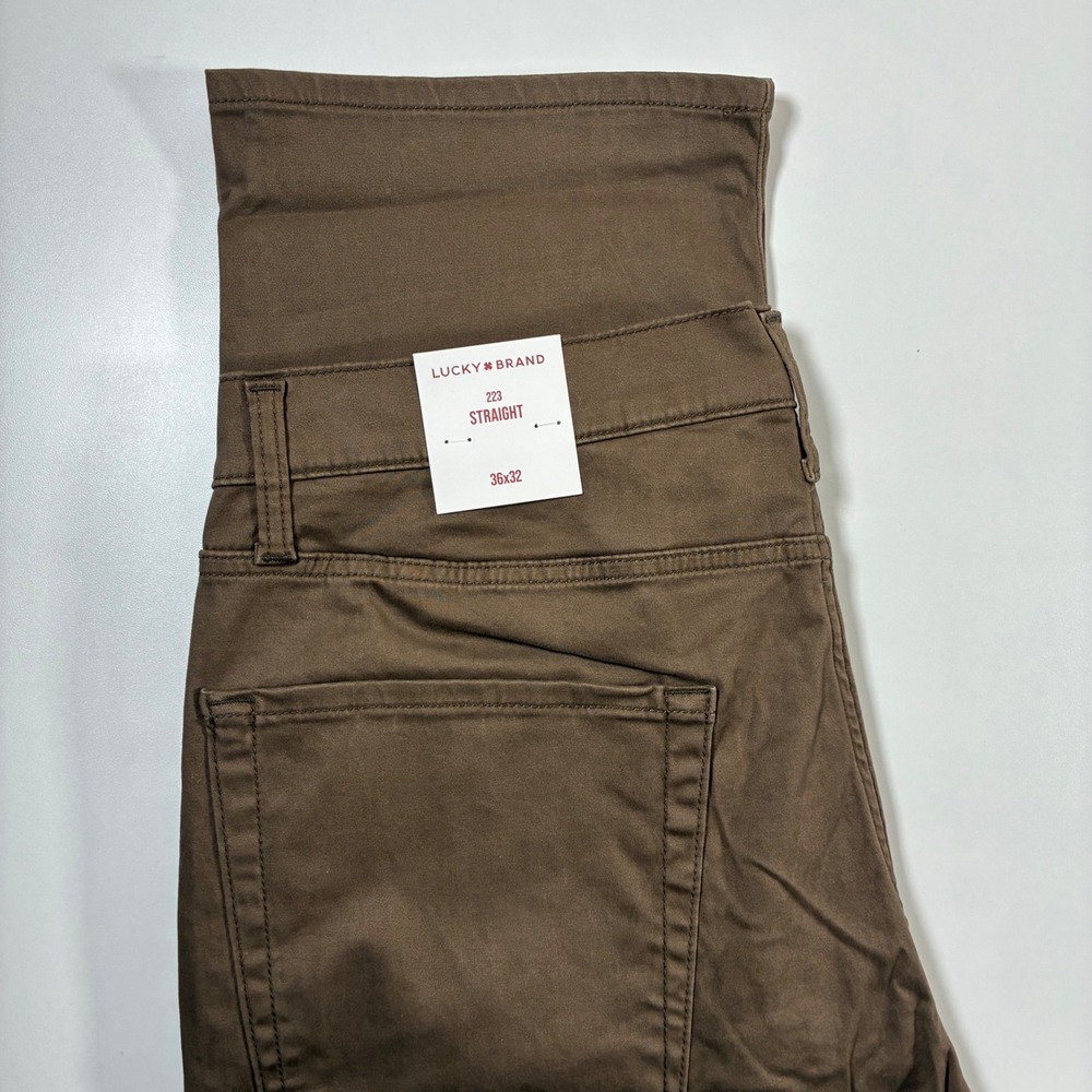 NEW Lucky Brand 223 Straight Pants 36x32 Brown Advanced Stretch 5 Pocket $99